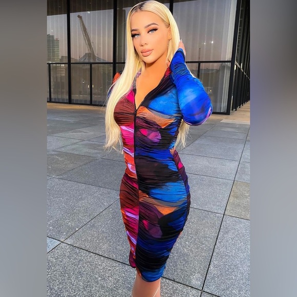 Fashion Nova Dresses & Skirts - Nwt 🔥 Mindful Color Ruched Midi Dress - Fuchsia/combo - Size: M by FashionNova